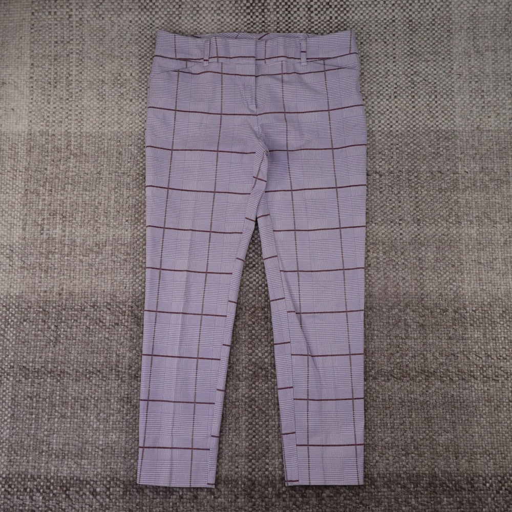 New York & Company Plaid Ankle Pants Womens 6 Lilac Purple Excellent Stretch